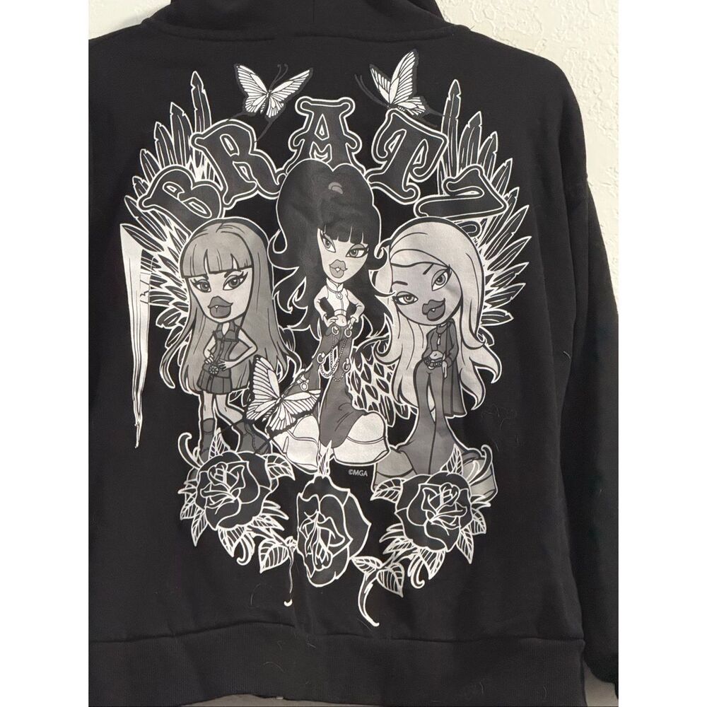Bratz Women's Black hoodie Jacket y2k‎ passion for fashion size M